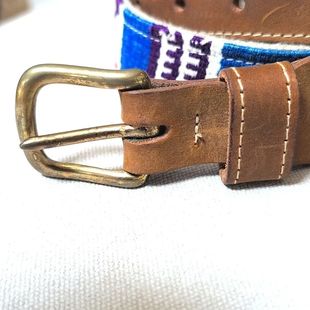 A Tail We Could Wag Cotton & Leather Artisan Men's Belt Italian Brass Buckle